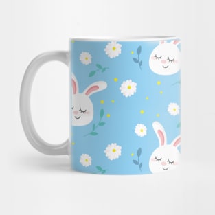 adorabe bunnies with flowers pattern Mug